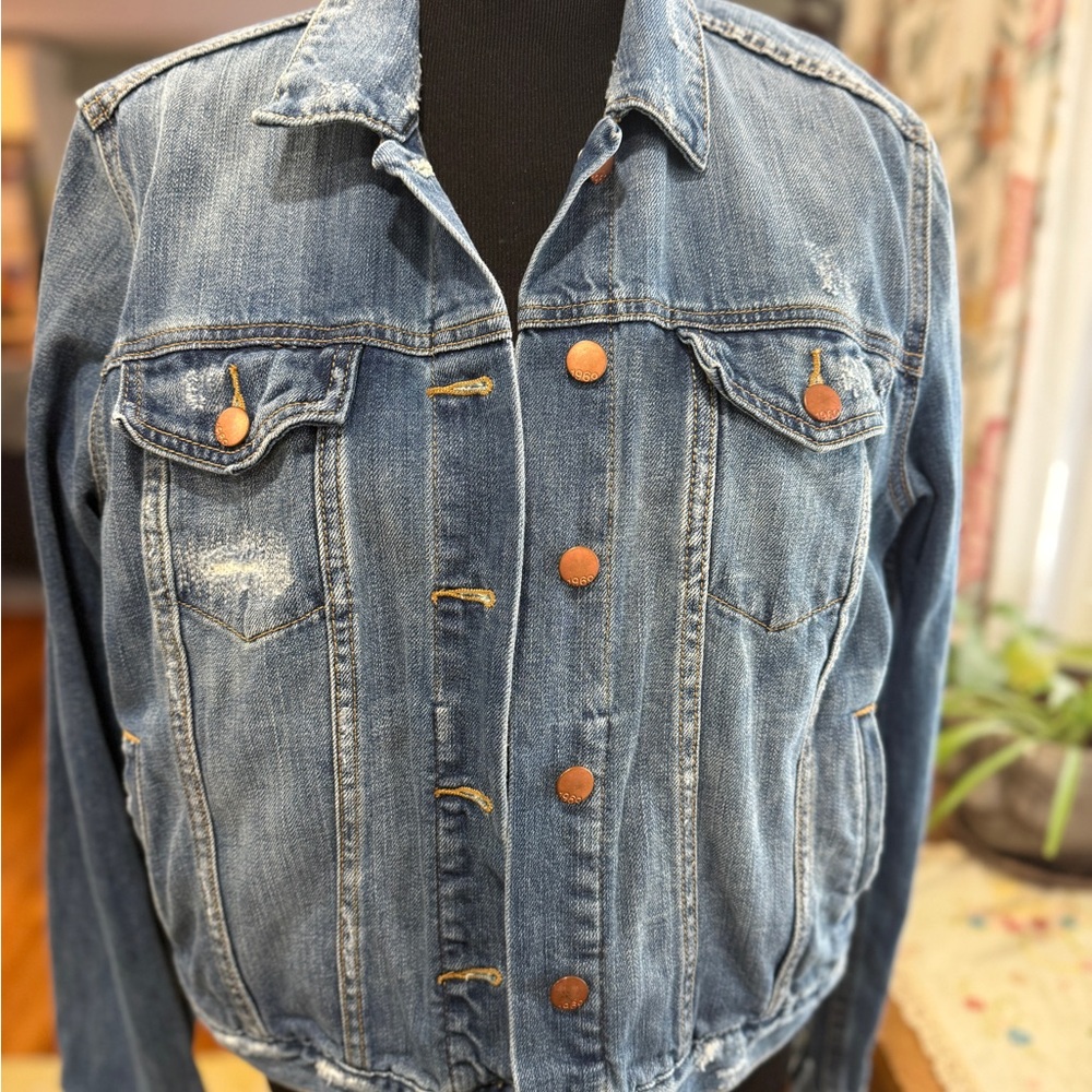 GAP 1969 Large Distressed Blue Jean Jacket